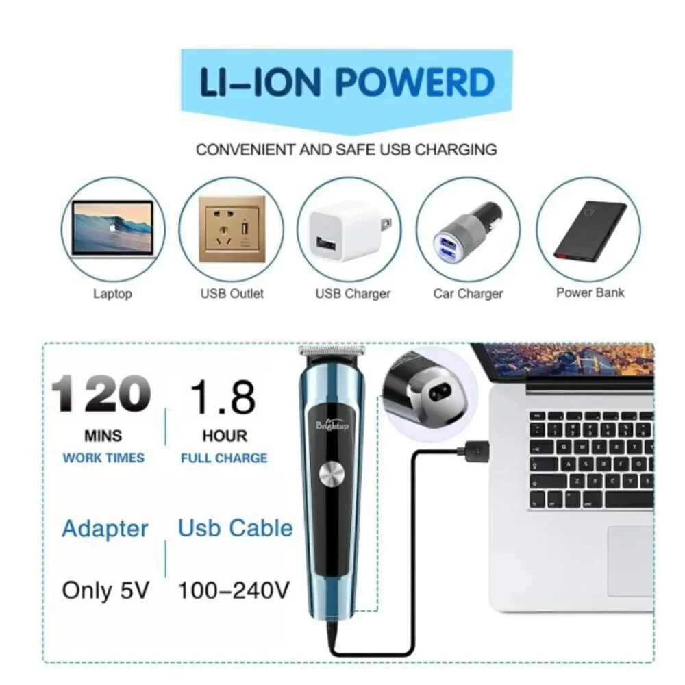 Brightup Beard Trimmer for Men, IPX7 Waterproof Mens Grooming Kit Cordless